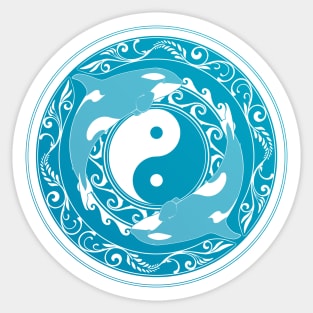 Yin and Yang Orcas Sticker